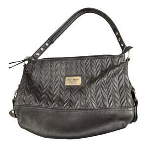 Nice RELIC BRAND COLLECTION Ruched Black Faux Leather Purse Hand Shoulder Bag